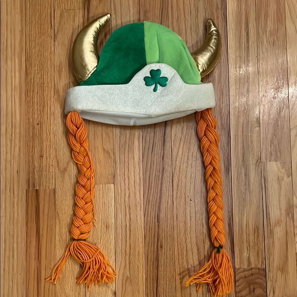 St. Patrick’s Day Irish Viking Costume Hat with Orange Braids